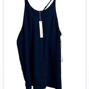 LC Lauren Conrad Navy Blue Spaghetti Strap Tank Top Flowy Pleated Cami Size S